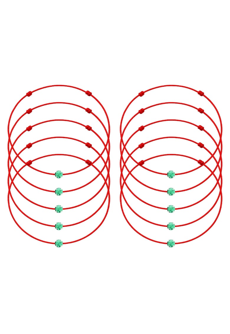 Set de bratari martisor cu cristal Preciosa - 10 bucati - Verde menta