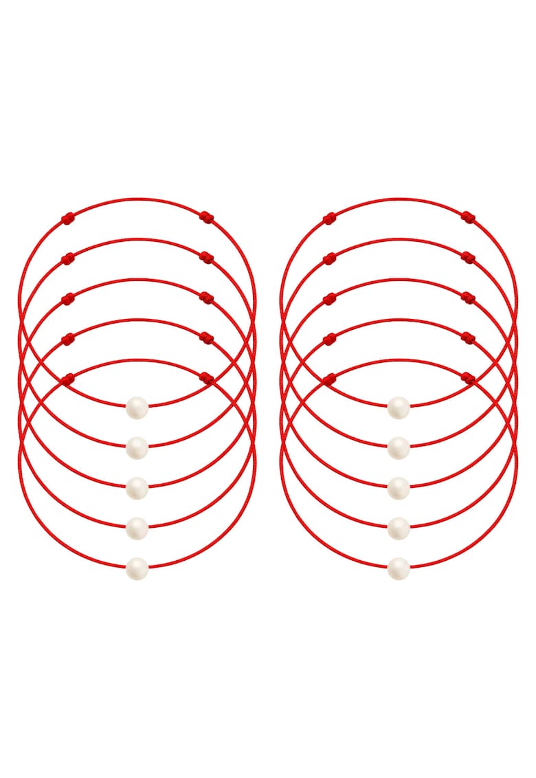 Set de bratari martisor cu perla Preciosa - 10 bucati - Crem