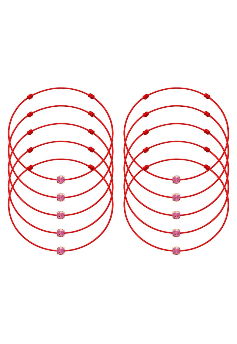 Set de bratari martisor cu cristal Preciosa - 10 bucati - 65987 - Roz