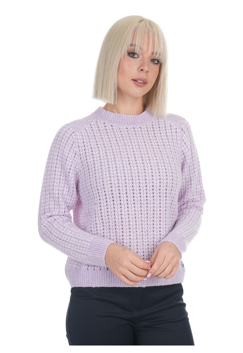 Pulover cu tricot englezesc si decolteu rotund