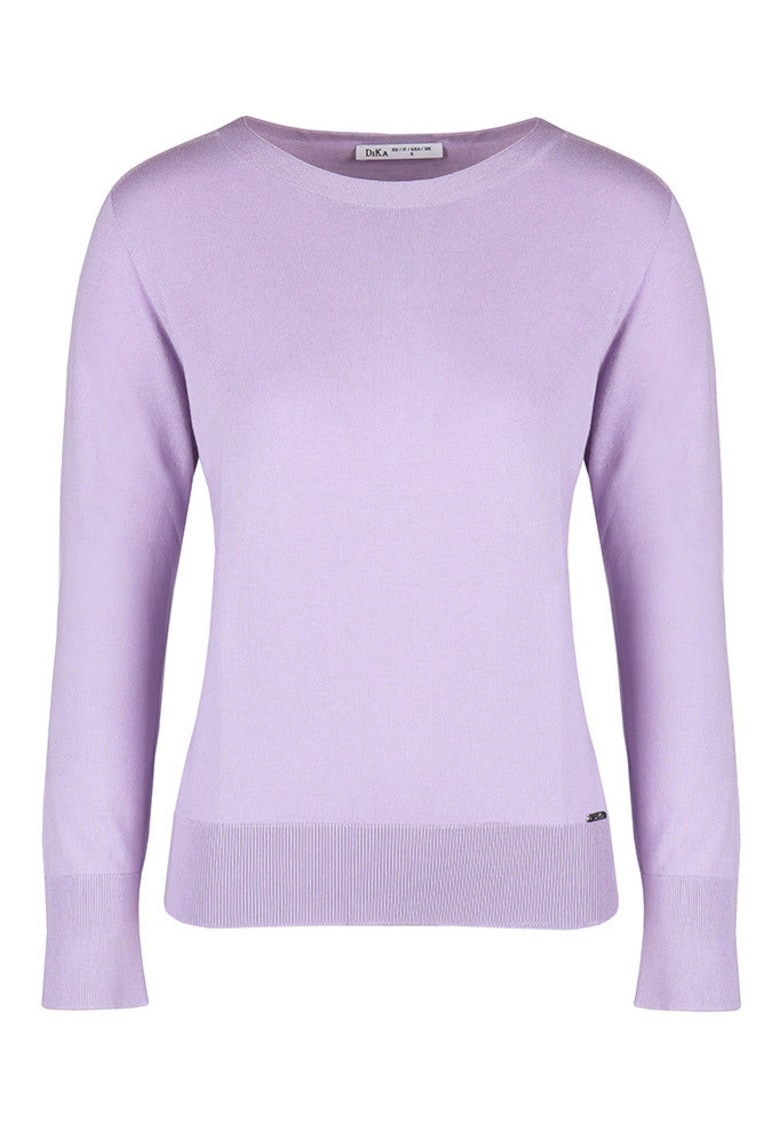 Pulover fin cu guler rotund uni