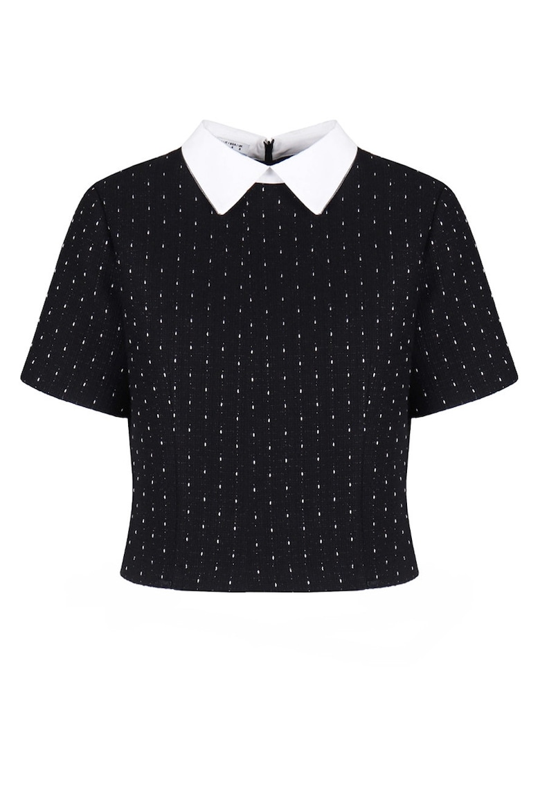 Bluza din tweed cu guler contrastant
