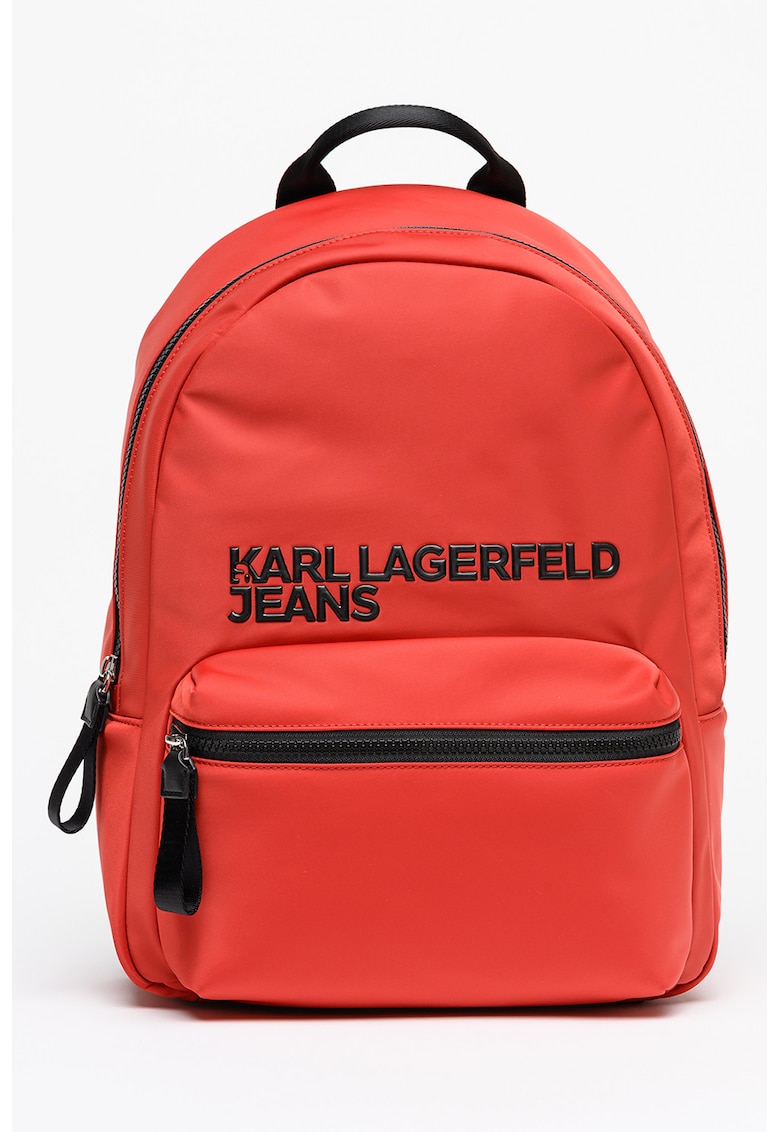 Rucsac cu buzunar exterior si imprimeu logo - Rosu