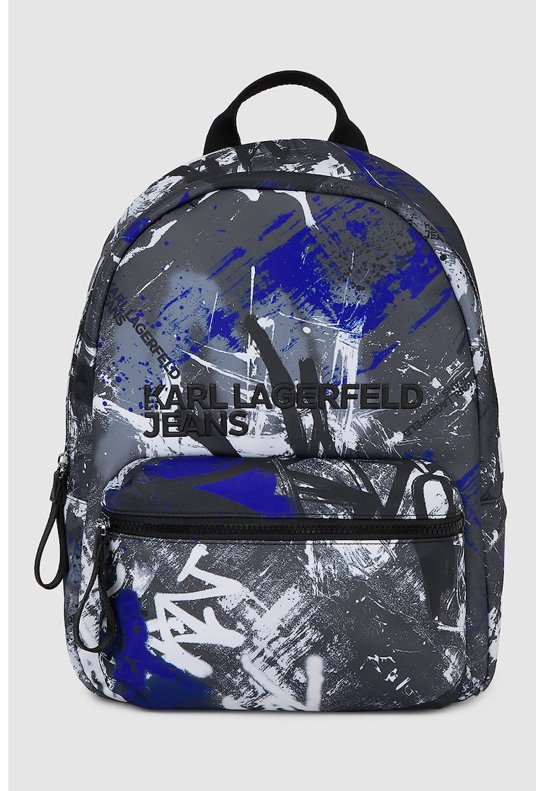 Rucsac cu imprimeu graffiti Essential - Alb/Gri inchis