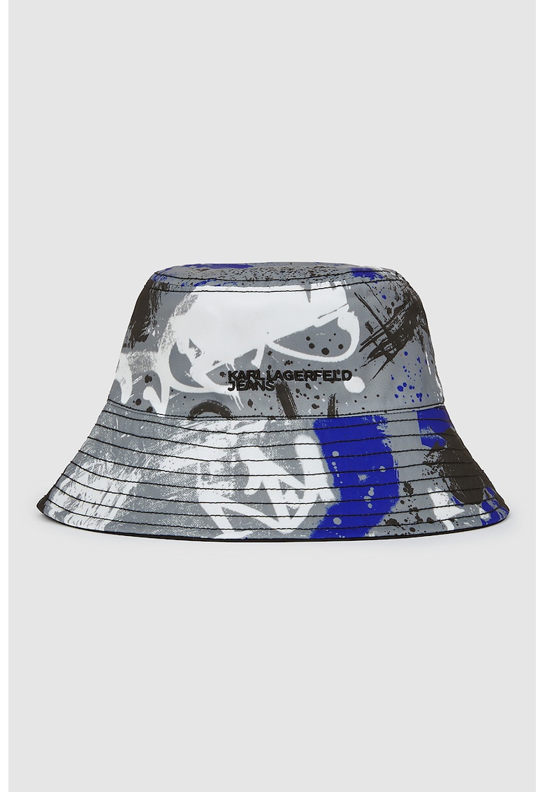 Palarie bucket reversibila - Alb/Gri inchis