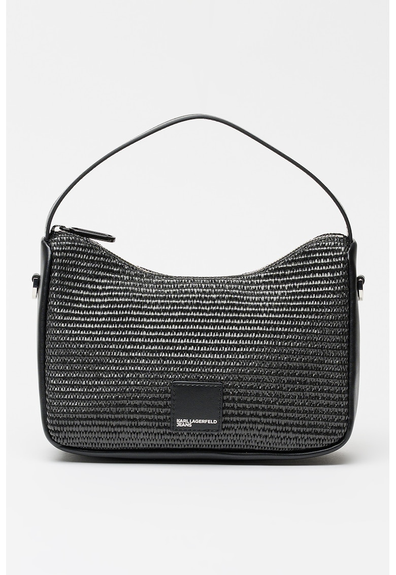 Geanta crossbody cu garnituri din material sintetic - Negru