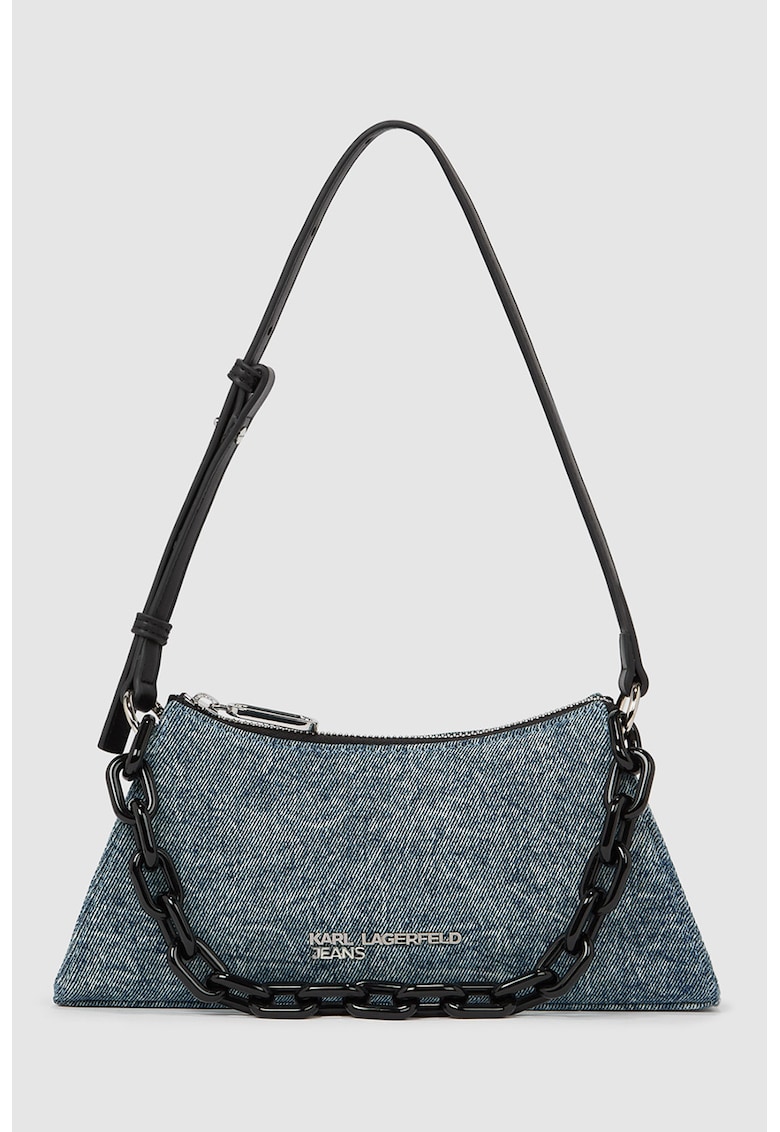 Geanta crossbody de denim cu logo - Albastru deschis