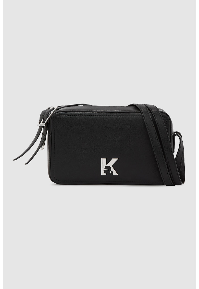 Geanta crossbody de piele ecologica cu bareta ajustabila - Negru