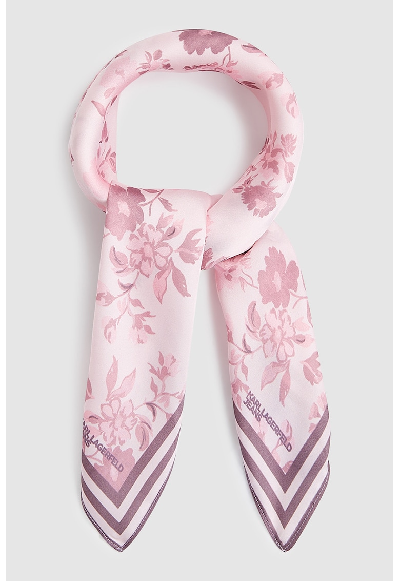 Esarfa cu model floral - Roz deschis