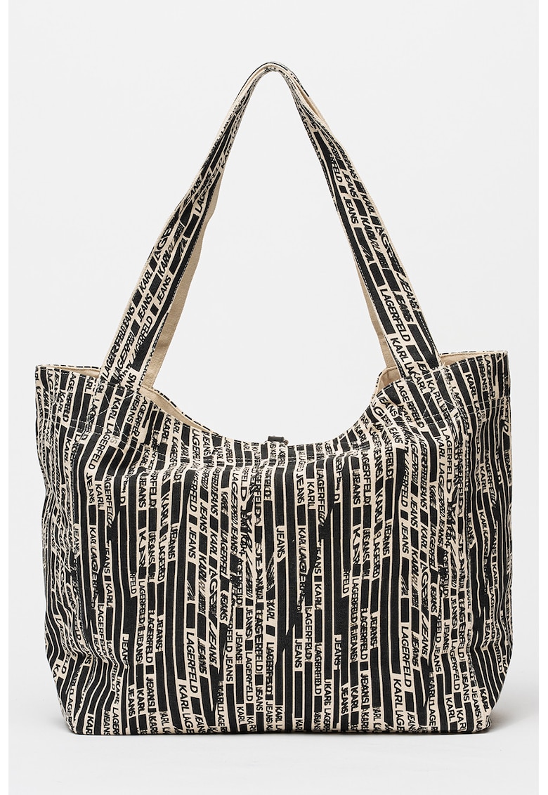 Geanta shopper reversibila - Alb fildes/Negru
