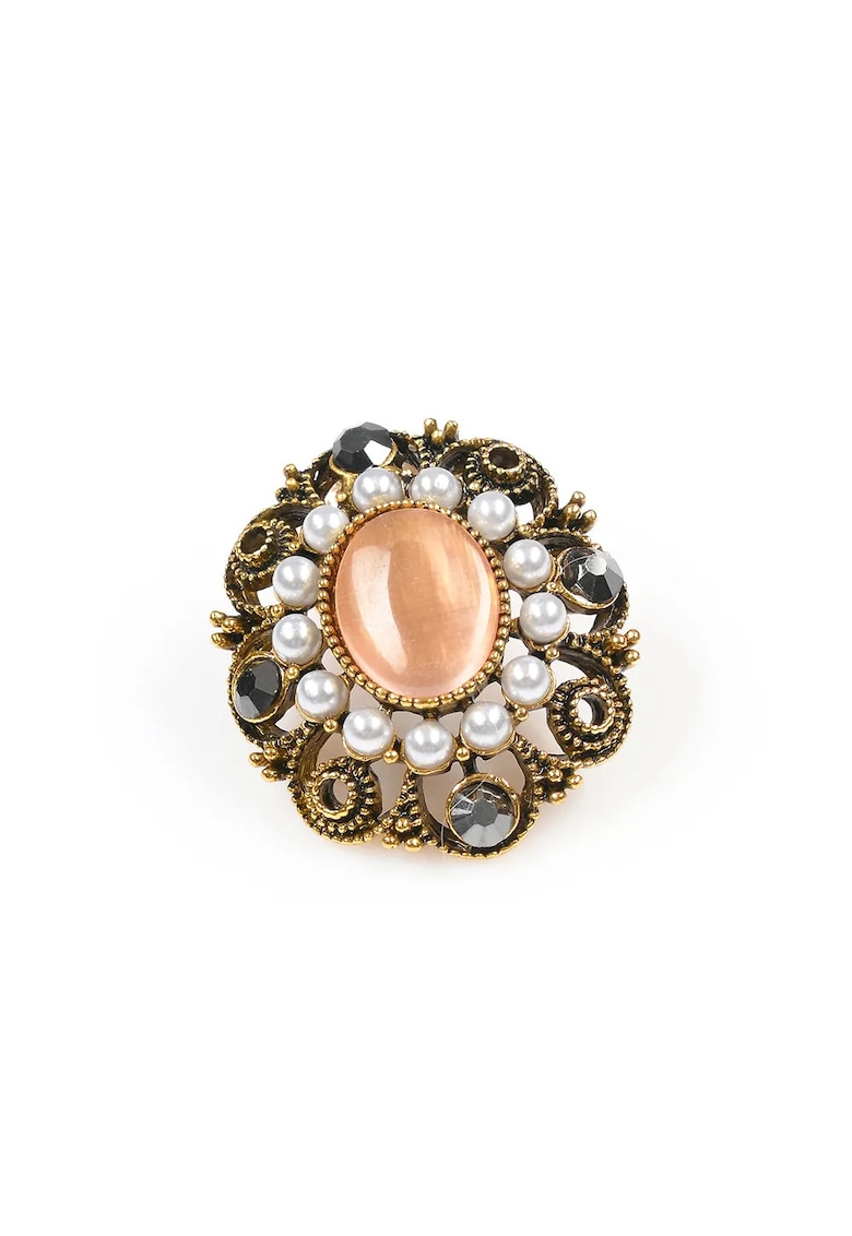 Brosa martisor vintage cu perle albe