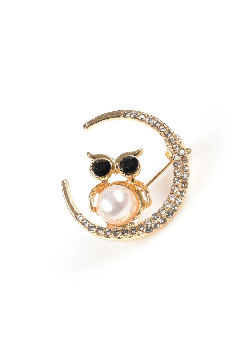 Brosa martisor semiluna si bufnita