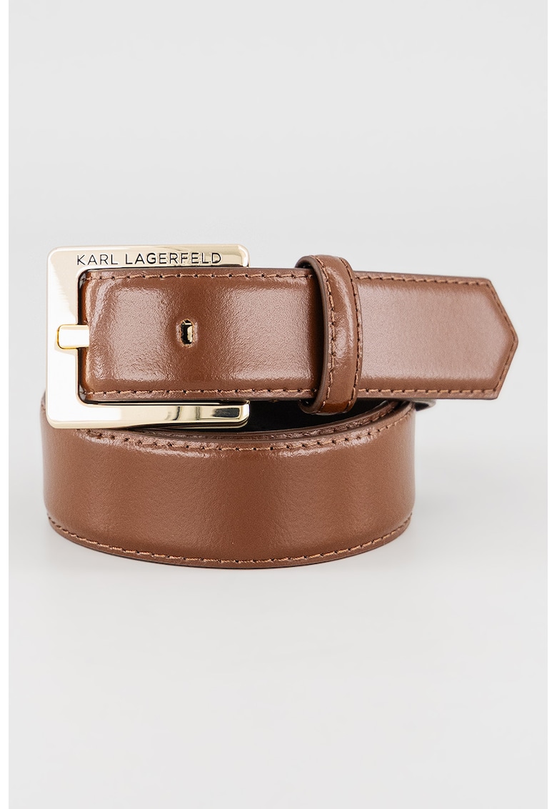 Curea de piele cu logo - Maro cognac