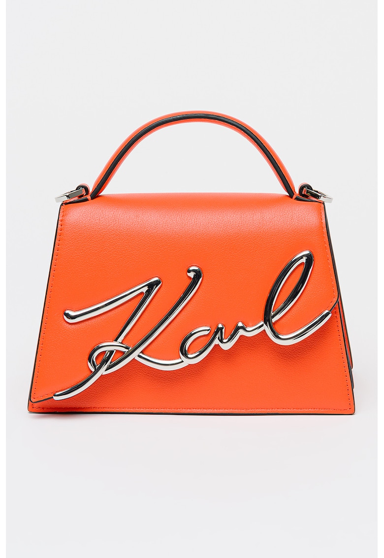 Geanta crossbody din piele Signature - Coral