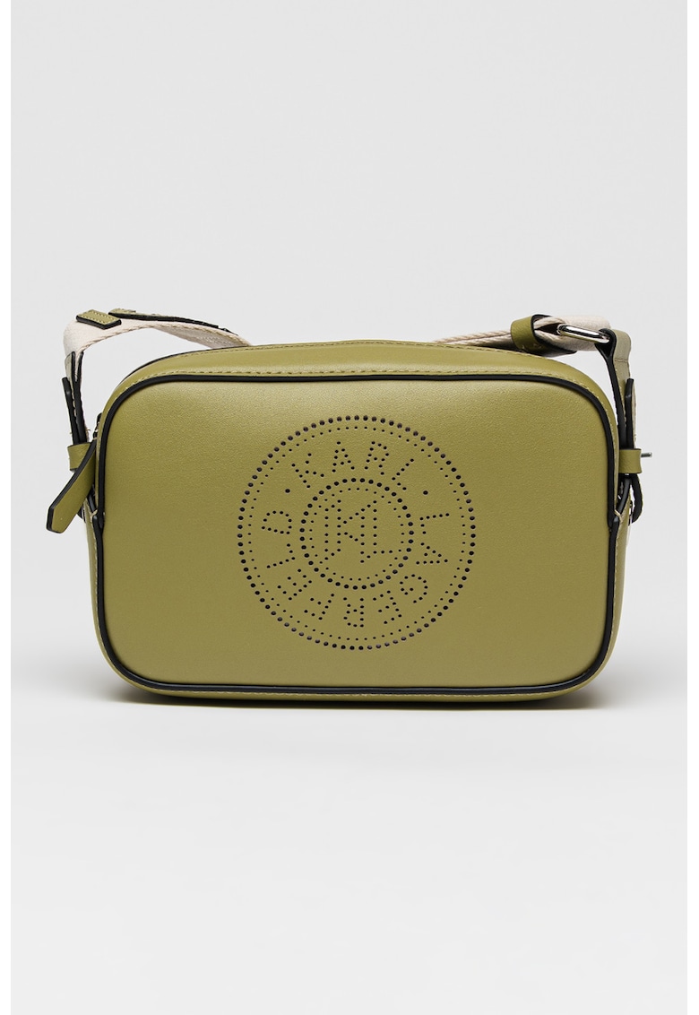 Geanta crossbody de piele cu logo - Verde fistic