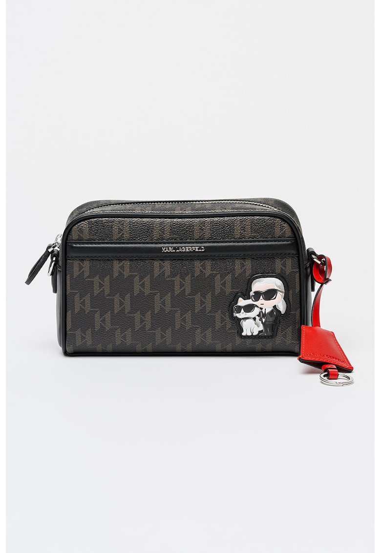 Geanta crossbody din piele cu logo Ikon - Negru/Maro