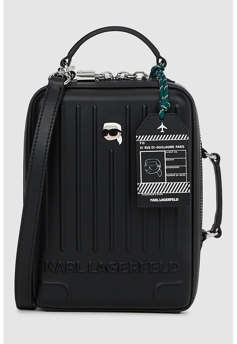 Geanta crossbody de piele ecologica Suitcase Style - Negru