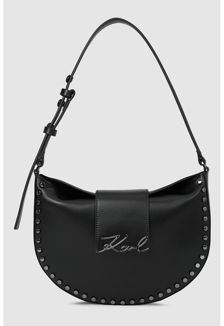 Geanta saddle de piele cu tinte - Negru