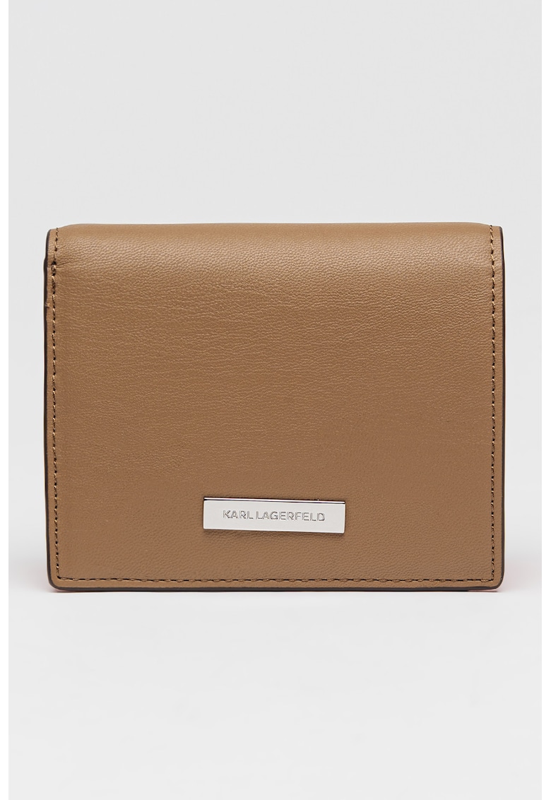 Portofel pliabil cu detaliu logo - Maro pamantiu