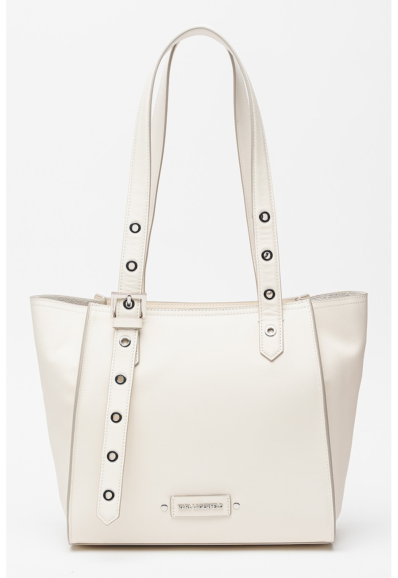 Geanta tote de piele - Alb murdar