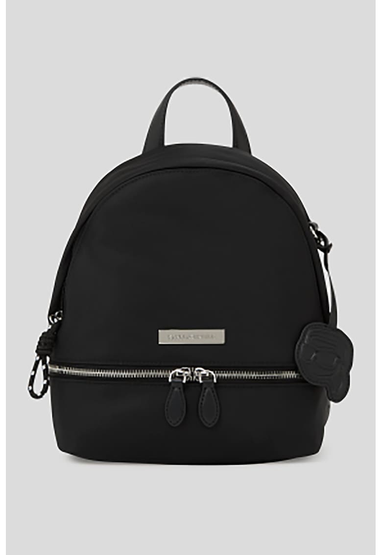 Rucsac din material textil cu logo detasabil - Negru