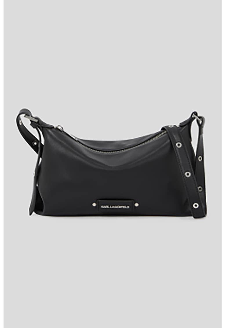 Geanta crossbody de piele cu bareta ajustabila - Negru