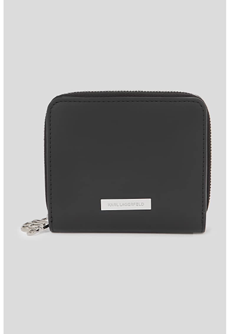 Portofel de piele ecologica cu fermoar - Negru