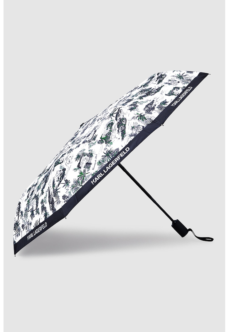 Umbrela mica cu logo - Alb/Negru