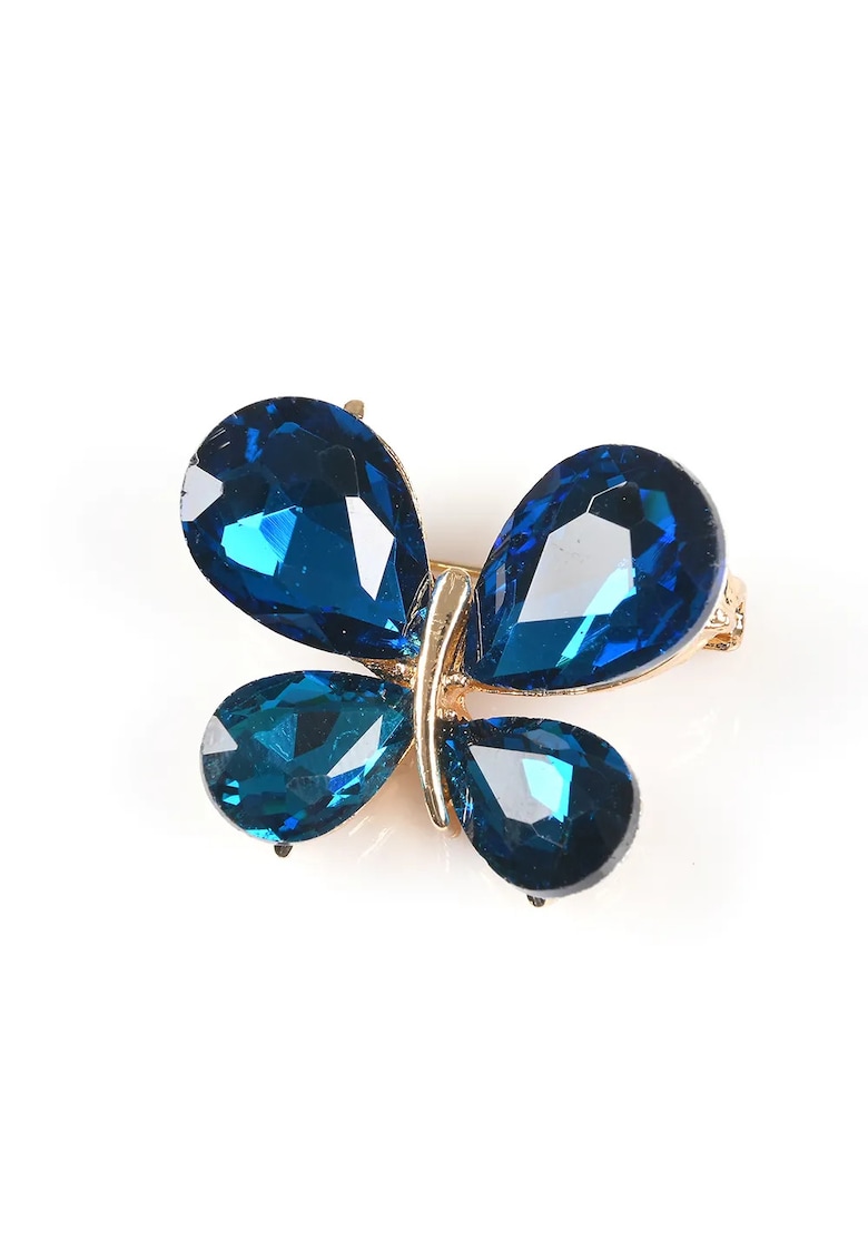Brosa martisor fluture auriu cu pietre albastre