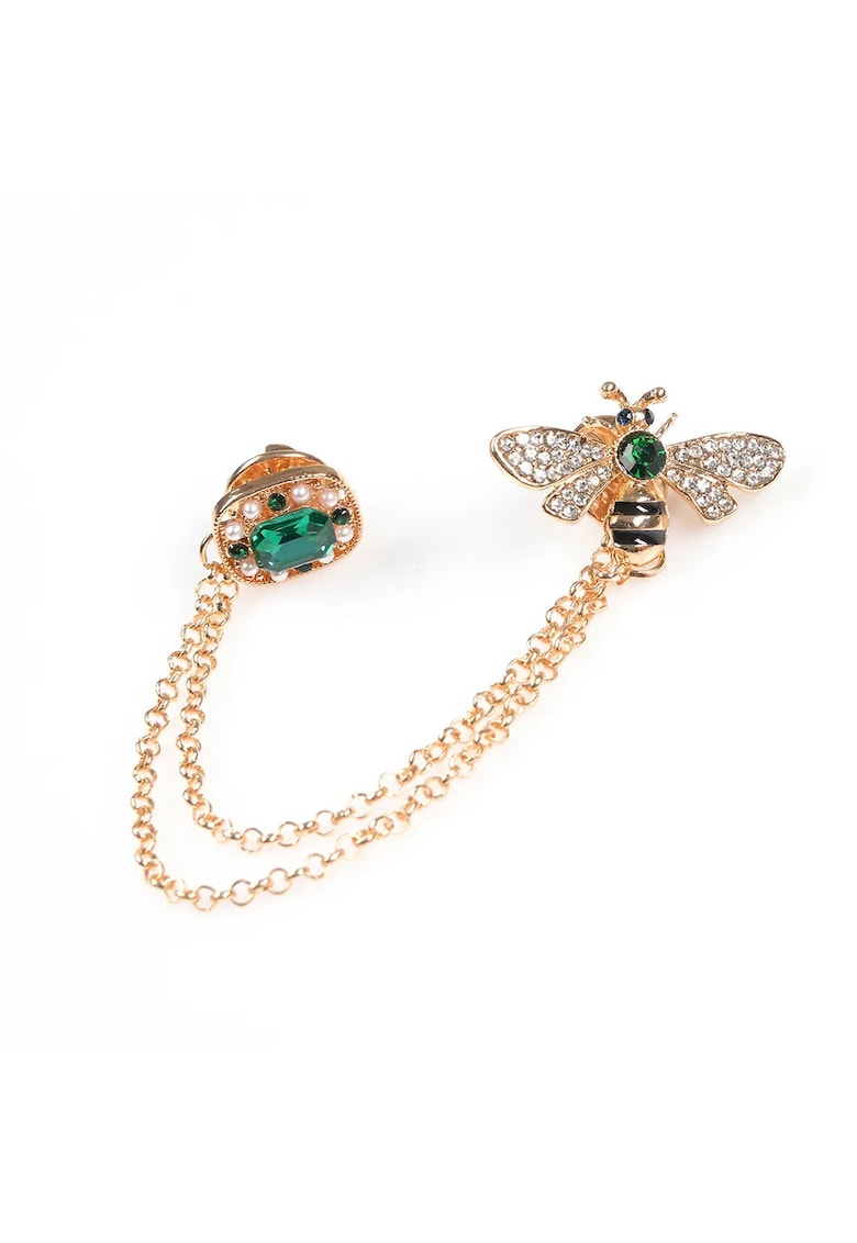 Brosa martisor cu albina si pietre verzi