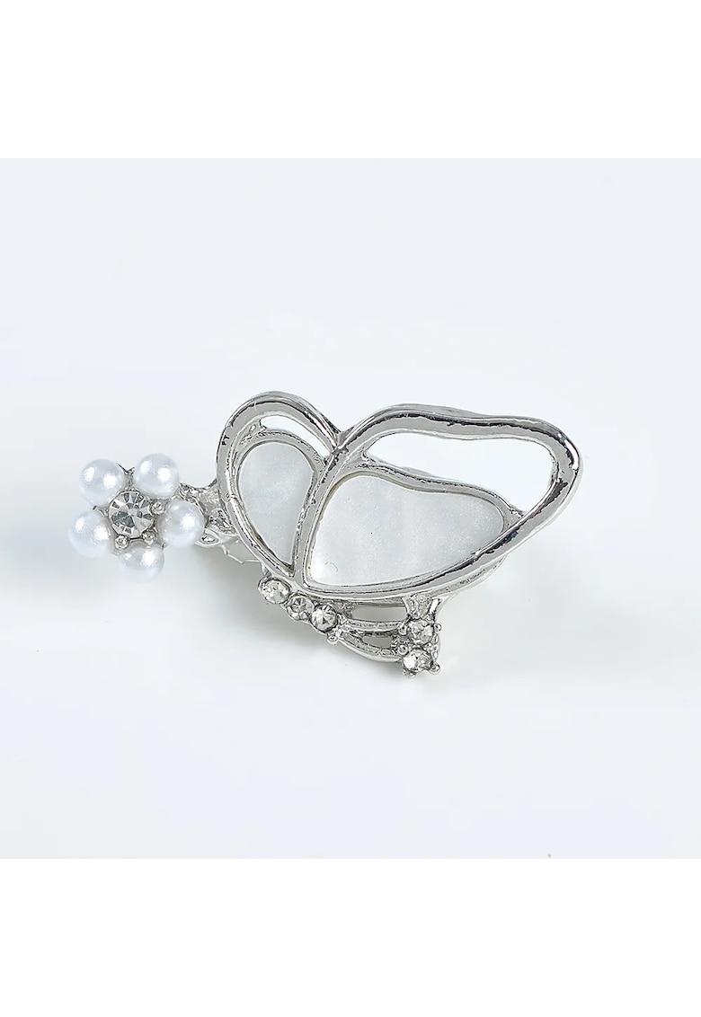 Brosa martisor fluture argintiu cu aripi albe