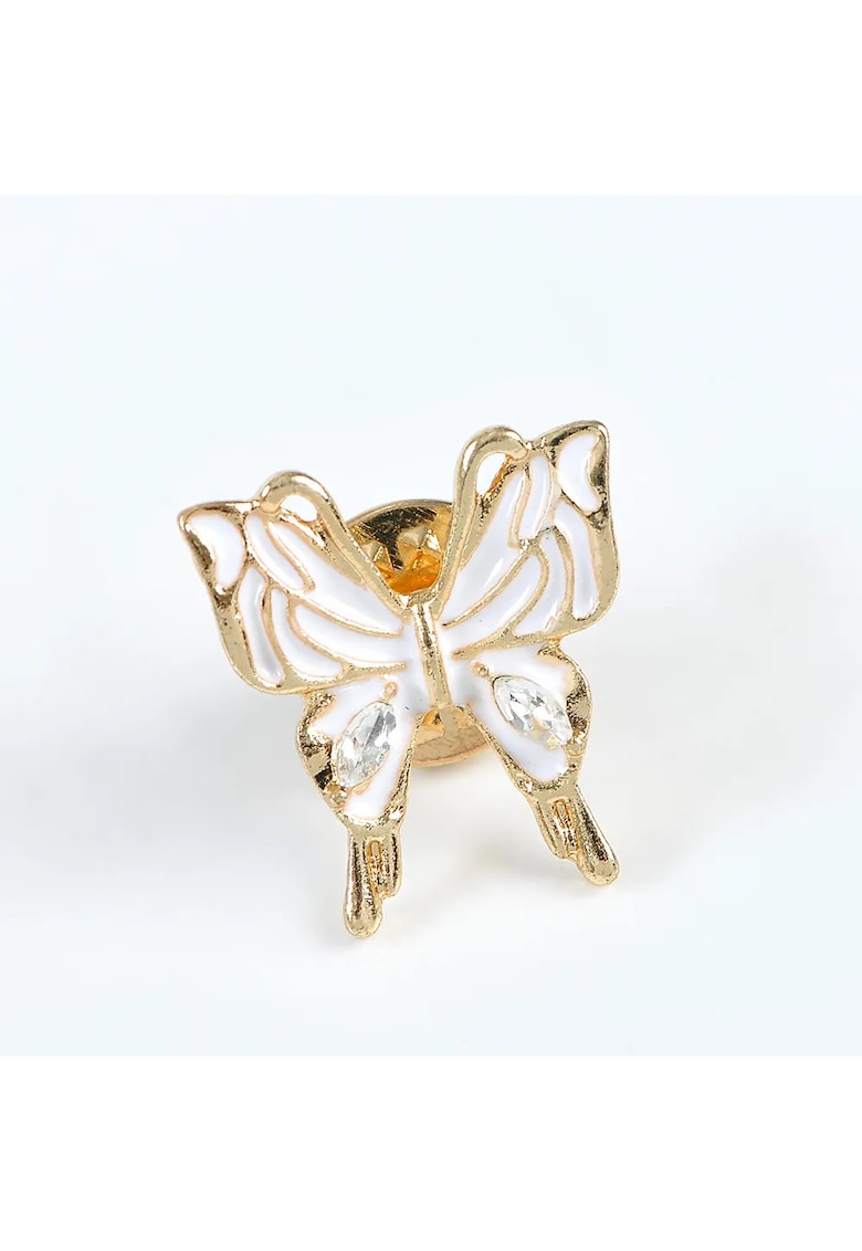 Brosa martisor fluture auriu cu aripi albe