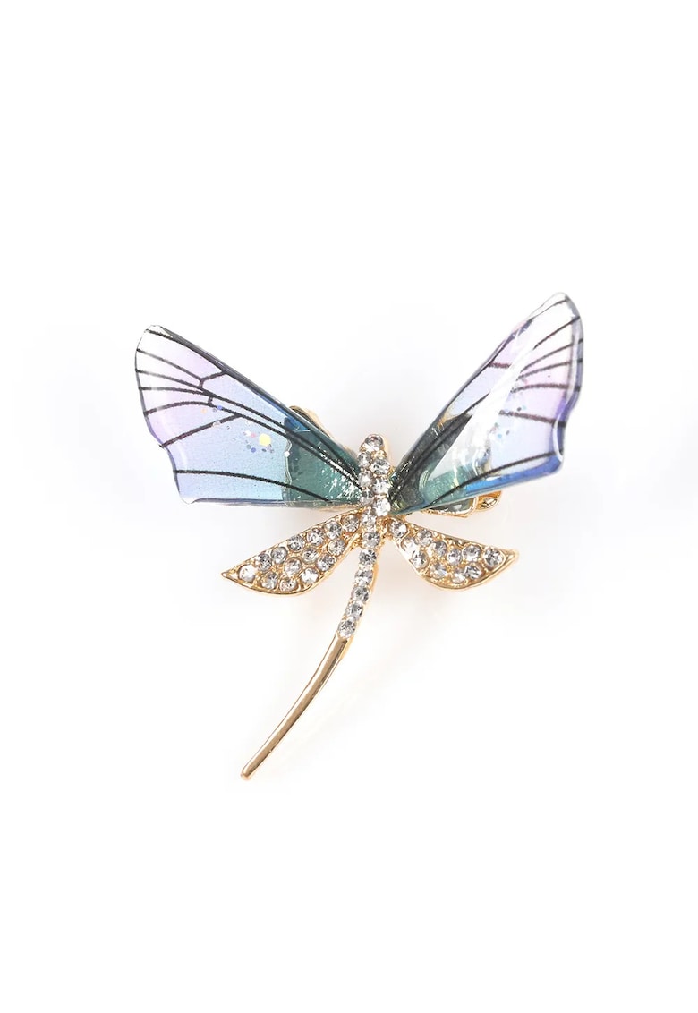 Brosa martisor fluture auriu cu aripi colorate