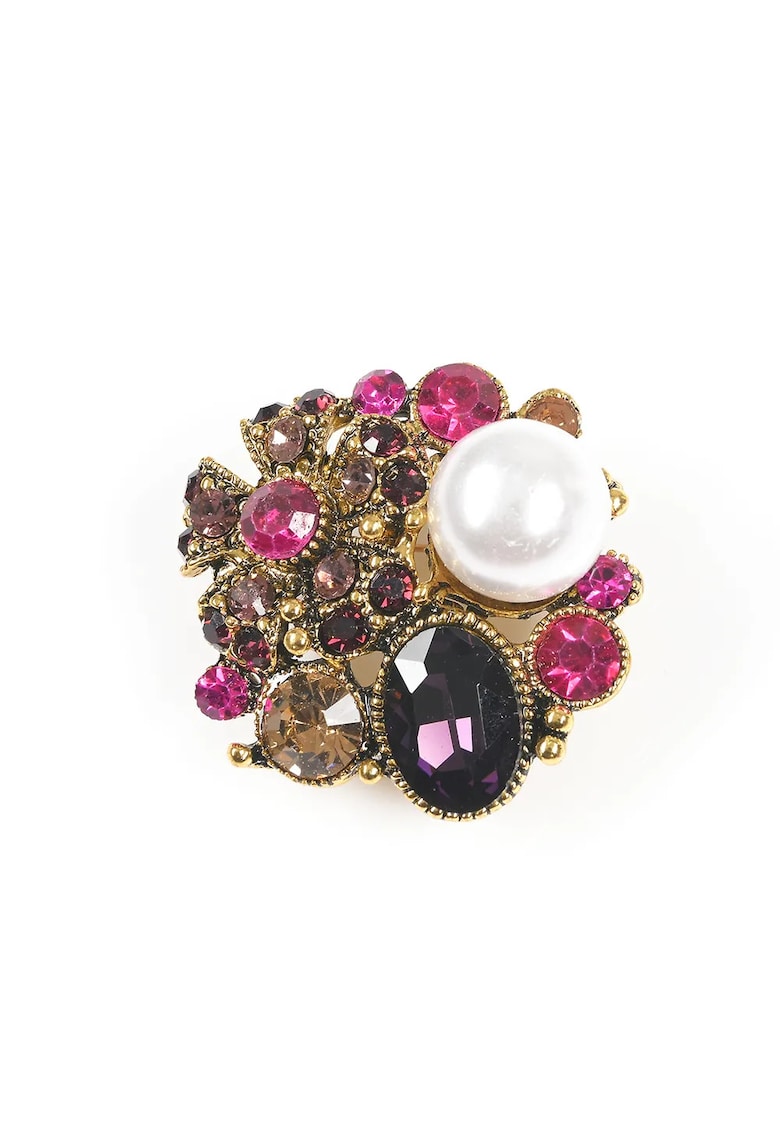 Brosa martisor cu pietre mov si perla alba