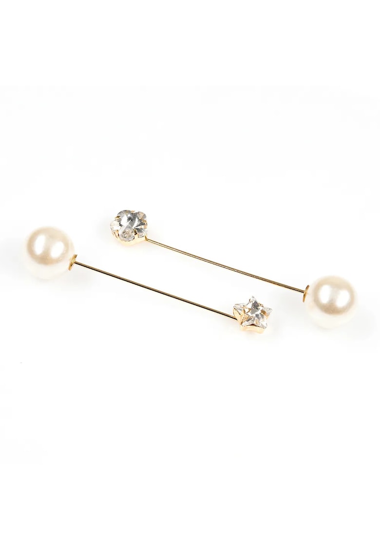 Brosa martisor dublu cu perle albe