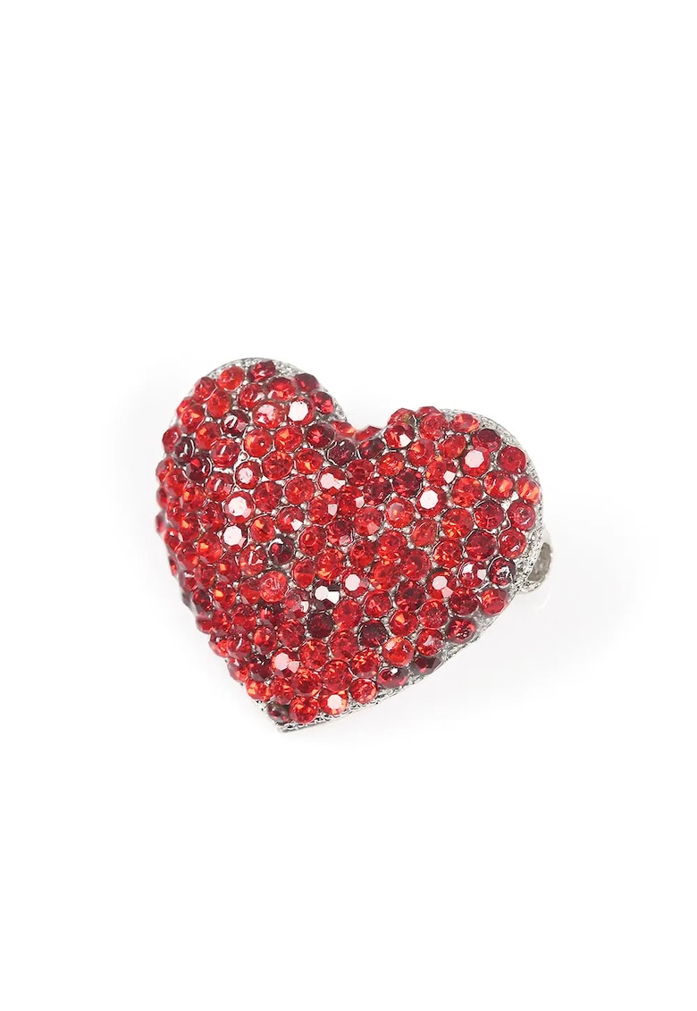 Brosa martisor inima cu pietre in nuante de rosu