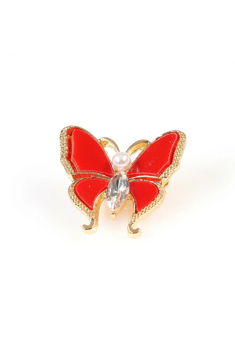 Brosa martisor fluture rosu cu margini aurii