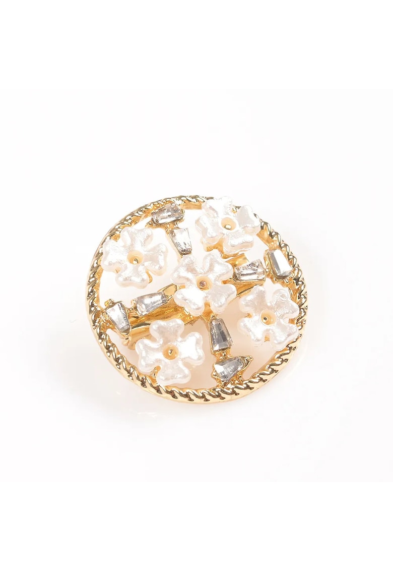 Brosa martisor rotund cu flori albe