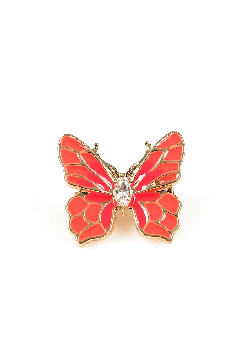 Brosa martisor fluture cu aripi bicolore si detalii aurii