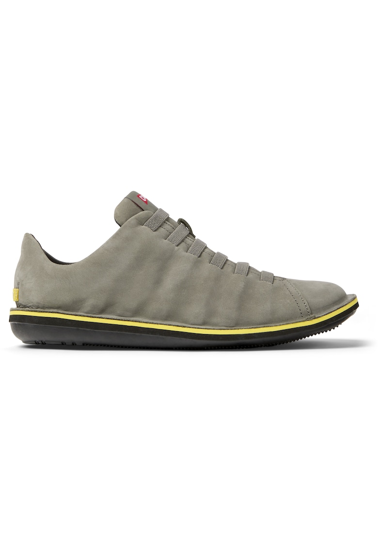 Pantofi de piele nabuc cu sireturi elastice Beetle - Gri