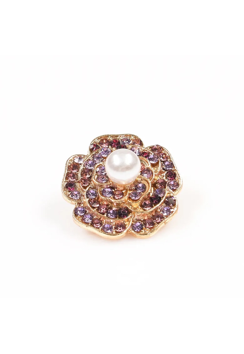 Brosa martisor floare cu pietre in nuante de roz
