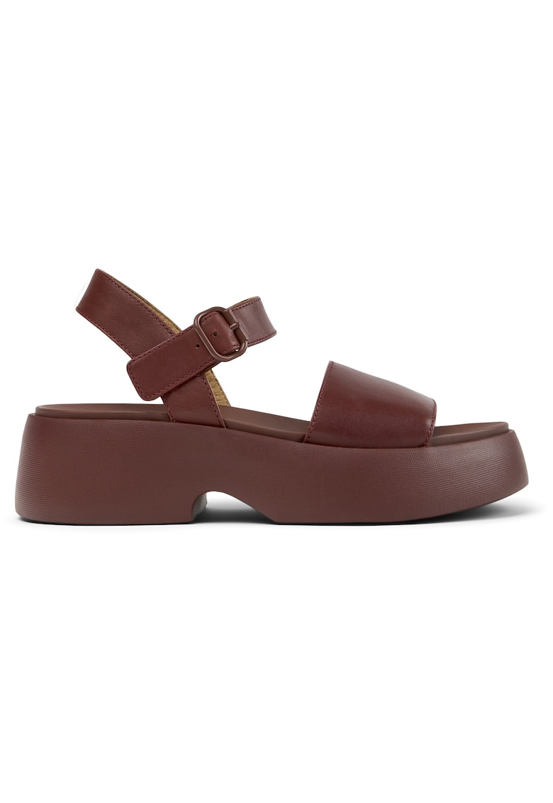 Sandale din piele cu talpa demi-wedge Tasha - Visiniu