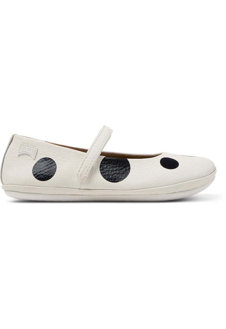 Balerini Mary Jane de piele cu model Right - Negru melange/Crem