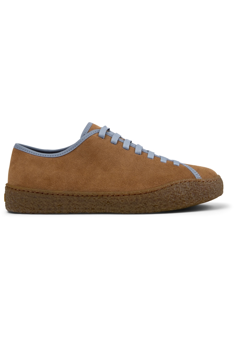 Pantofi sport Peu Terreno din piele intoarsa cu sireturi contrastante - Caramel