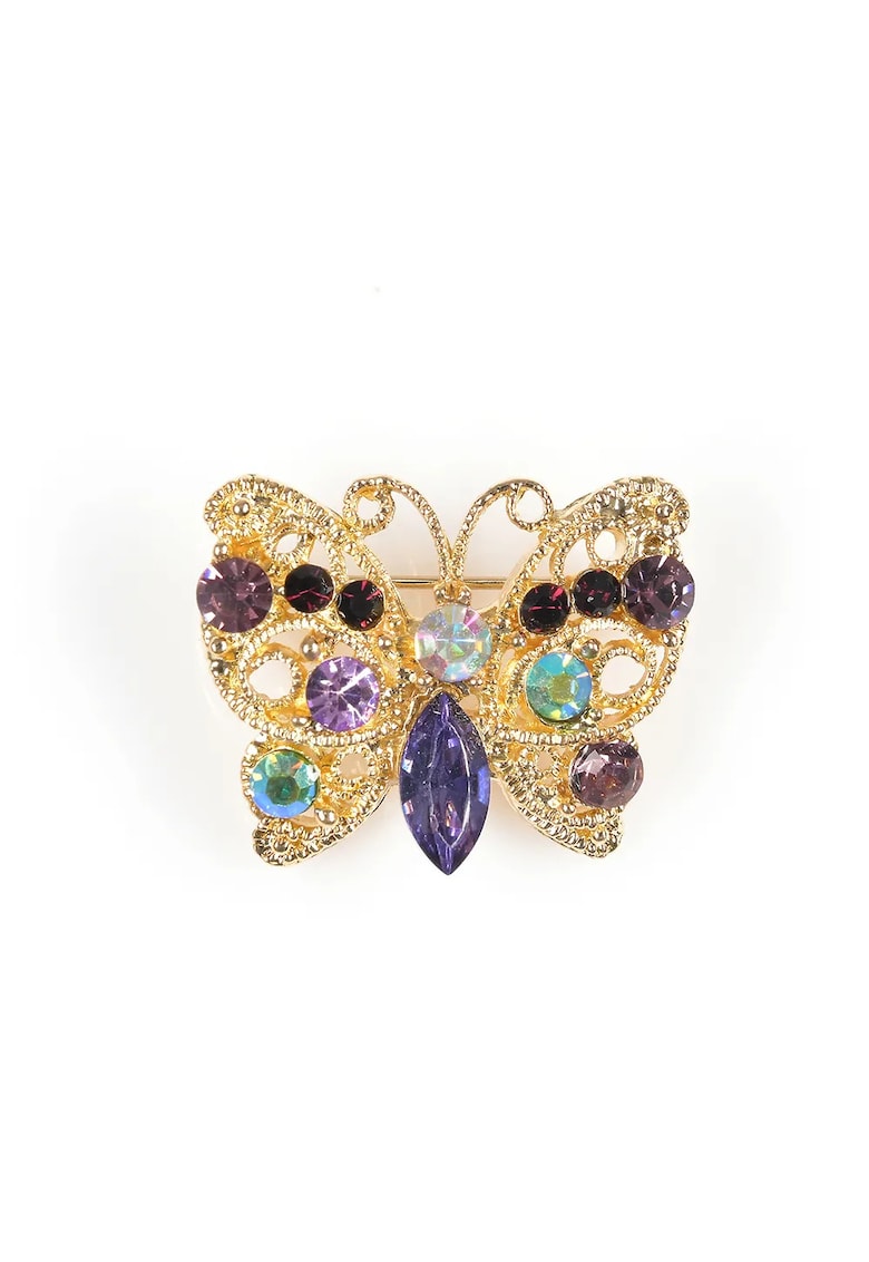 Brosa martisor fluture auriu cu accente violet