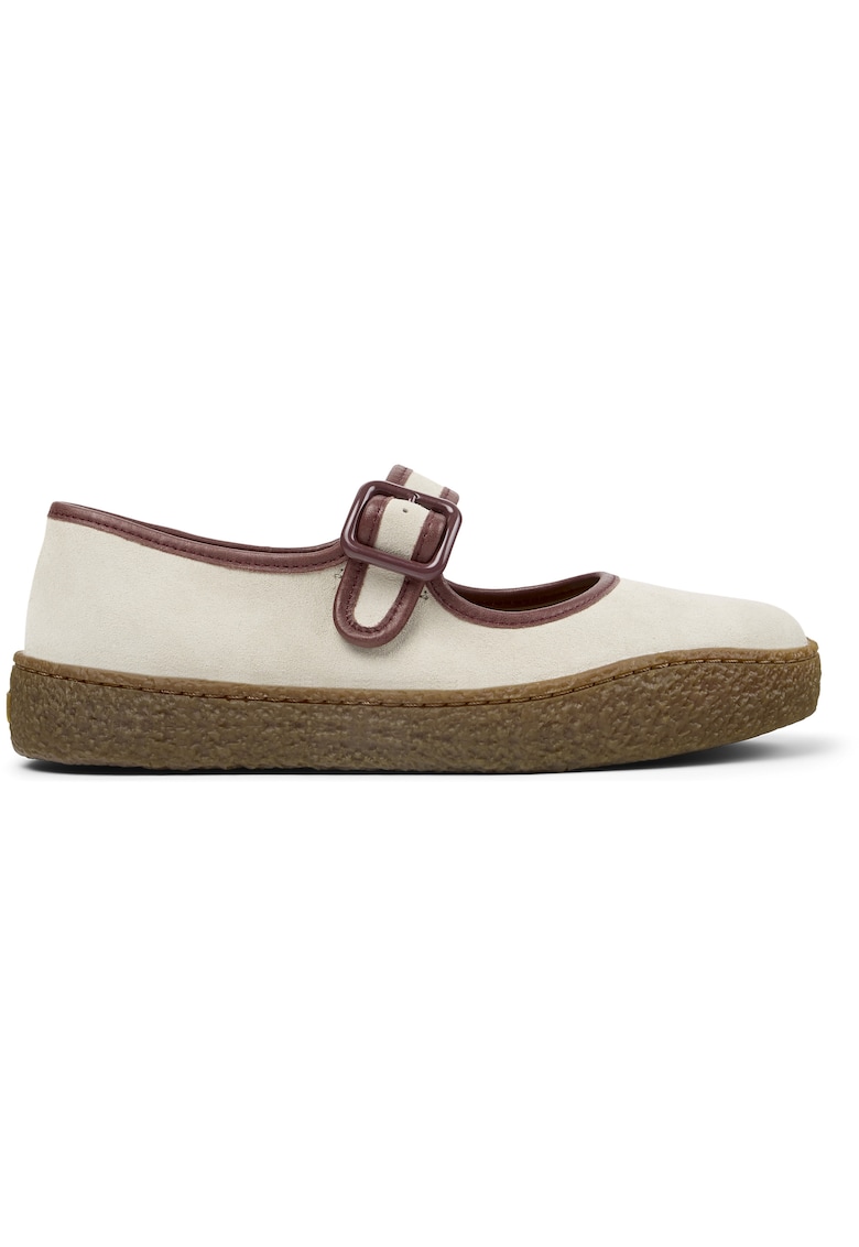 Balerini Mary Jane din piele nabuc Peu Terreno - Galben deschis