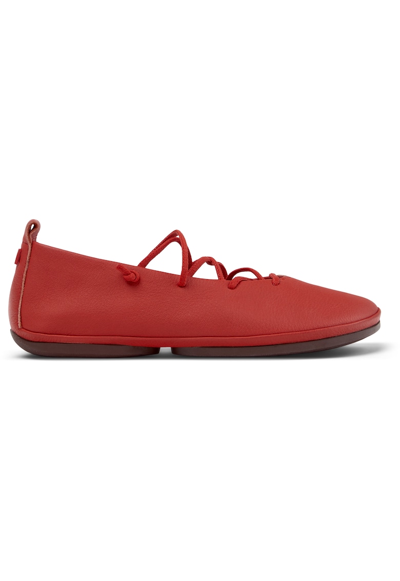 Balerini de piele cu siret Right Nina - Rosu vermillion