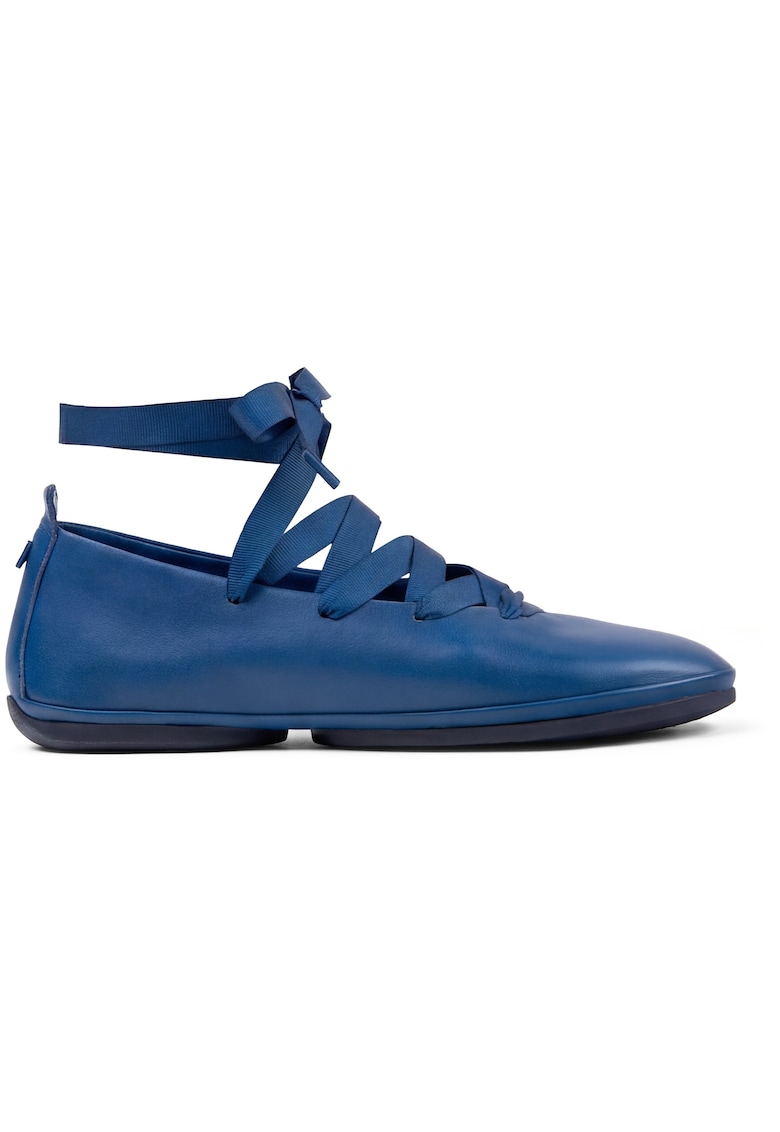 Balerini din piele cu sireturi Right Nina - Albastru pastel