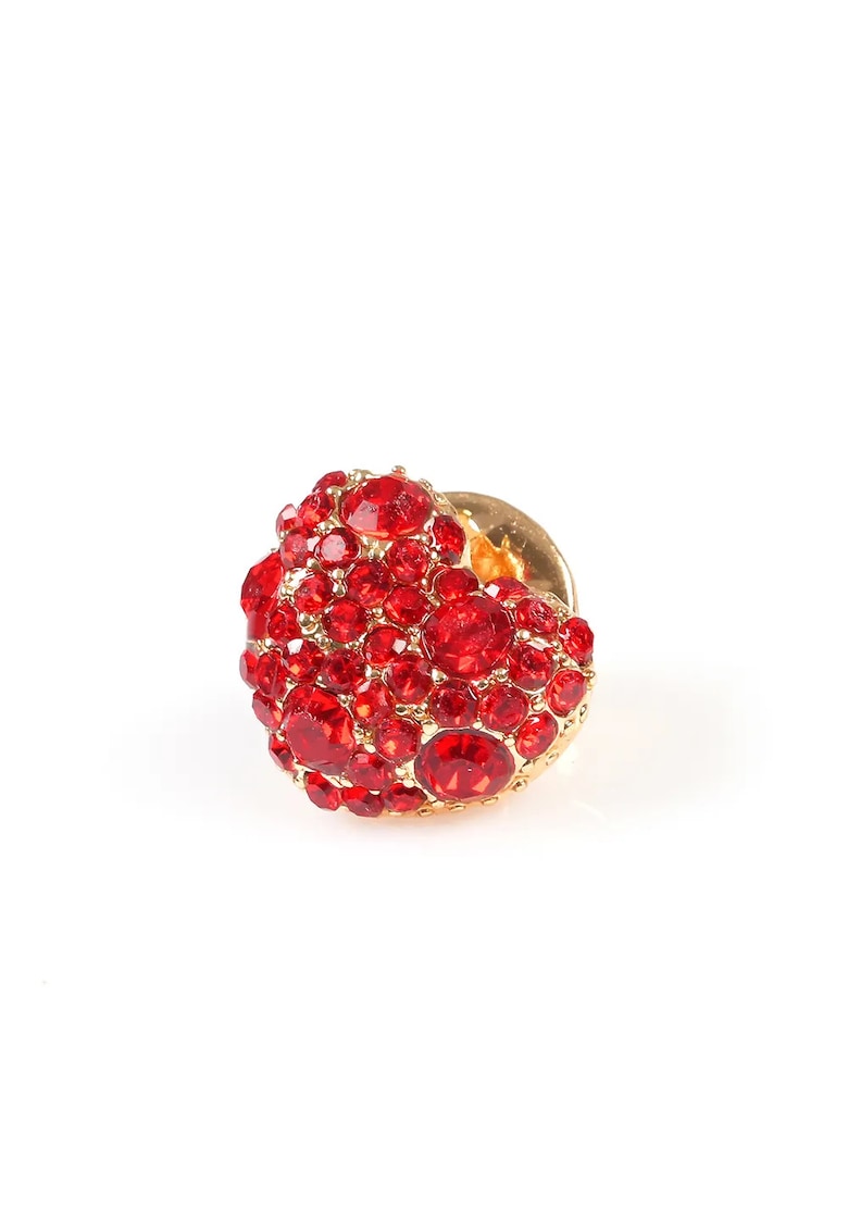 Brosa martisor inima cu pietre rosii