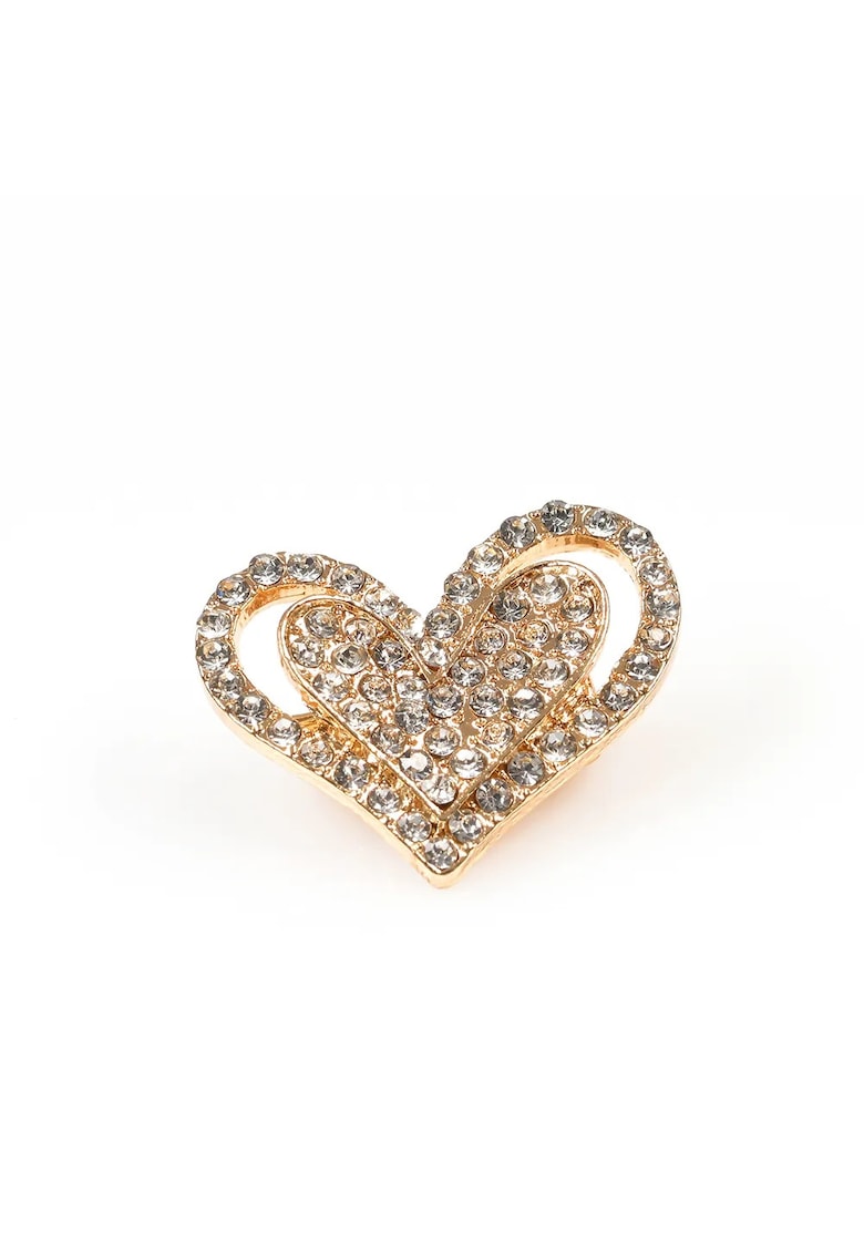 Brosa martisor inima dubla cu pietre acrilice